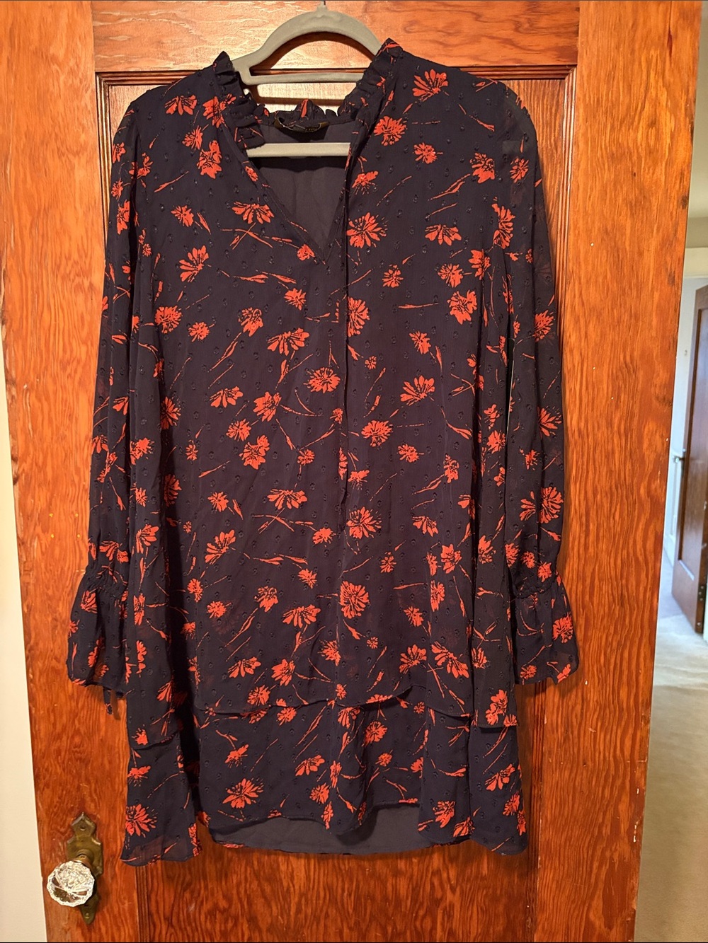 Sugarlips Navy Tunic with Red Floral Print